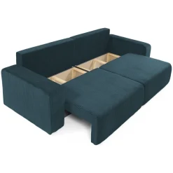 Divano letto matrimoniale 3 posti 248x90cm velluto a coste blu Slurp