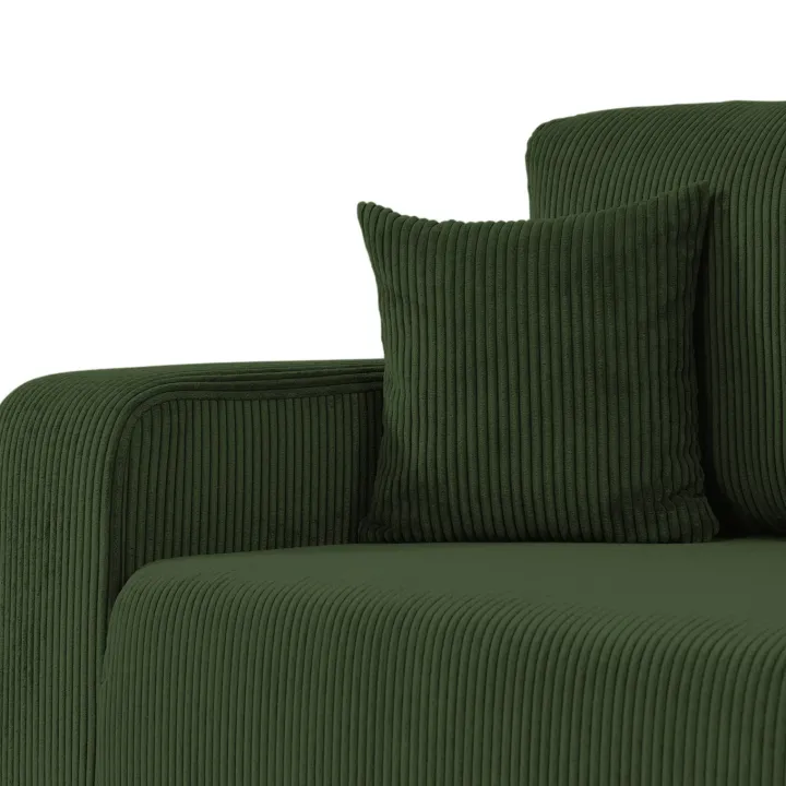 Divano letto matrimoniale 3 posti 248x90cm velluto a coste verde Slurp