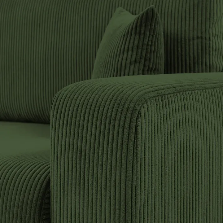 Divano letto matrimoniale 3 posti 248x90cm velluto a coste verde Slurp