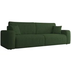 Divano letto matrimoniale 3 posti 248x90cm velluto a coste verde Slurp