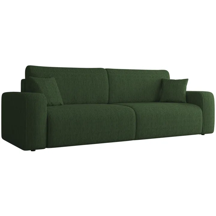 Divano letto matrimoniale 3 posti 248x90cm velluto a coste verde Slurp