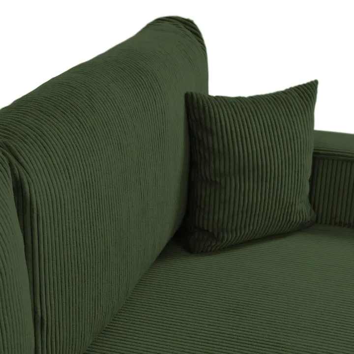 Divano letto matrimoniale 3 posti 248x90cm velluto a coste verde Slurp