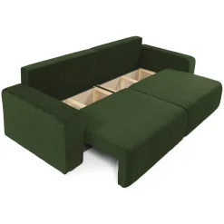 Divano letto matrimoniale 3 posti 248x90cm velluto a coste verde Slurp