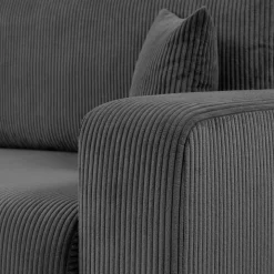 Divano letto matrimoniale 3 posti 248x90cm velluto a coste grigio antracite Slurp