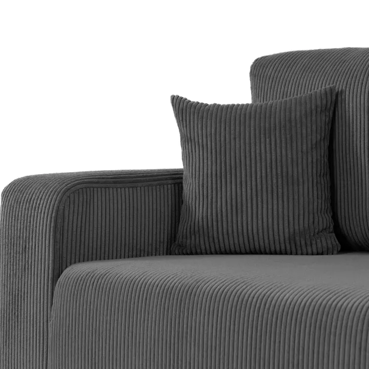 Divano letto matrimoniale 3 posti 248x90cm velluto a coste grigio antracite Slurp