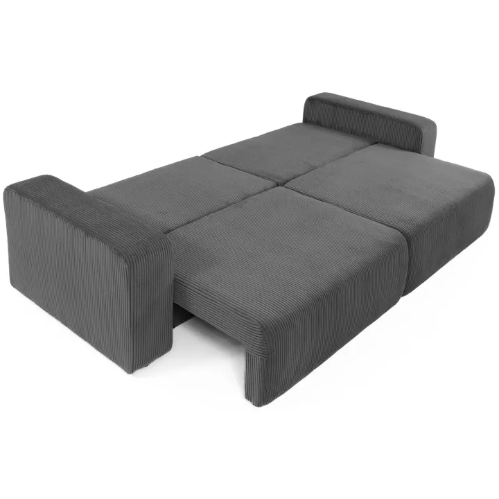 Divano letto matrimoniale 3 posti 248x90cm velluto a coste grigio antracite Slurp