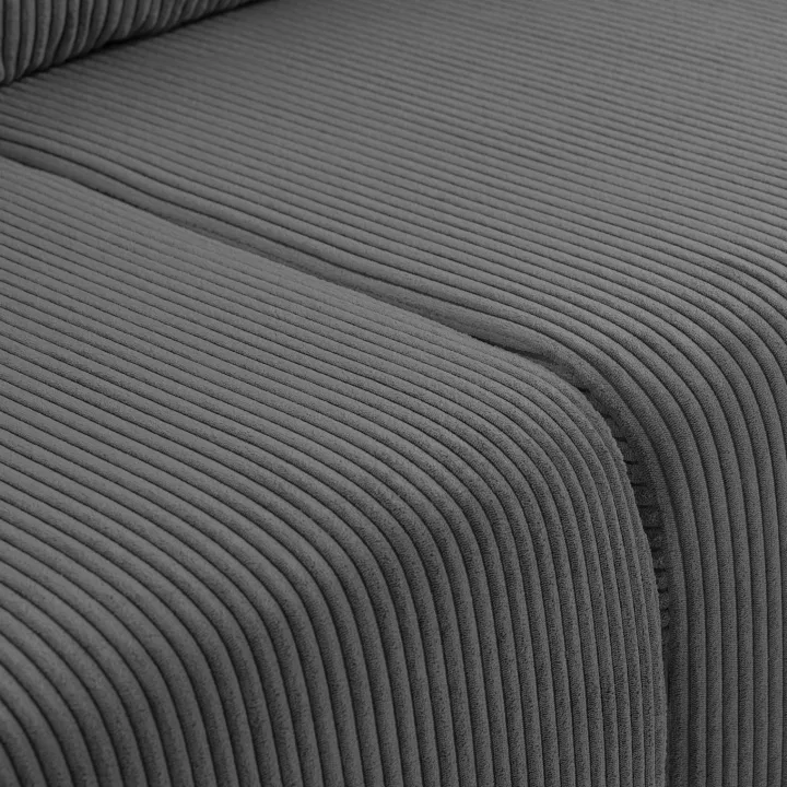 Divano letto matrimoniale 3 posti 248x90cm velluto a coste grigio antracite Slurp
