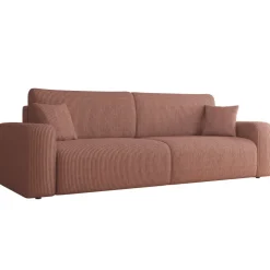 Divano letto matrimoniale 3 posti 248x90cm velluto a coste rosa Slurp