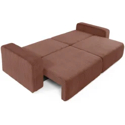 Divano letto matrimoniale 3 posti 248x90cm velluto a coste rosa Slurp