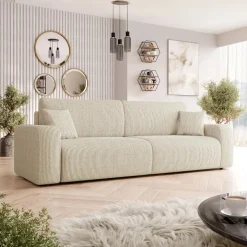 Divano letto matrimoniale 3 posti 248x90cm velluto a coste beige Slurp
