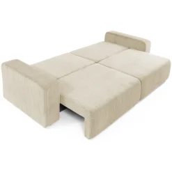 Divano letto matrimoniale 3 posti 248x90cm velluto a coste beige Slurp