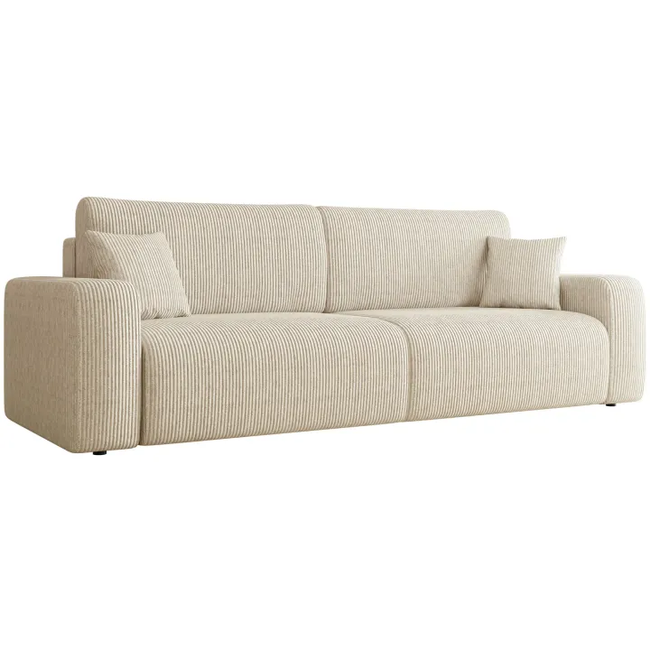 Divano letto matrimoniale 3 posti 248x90cm velluto a coste beige Slurp