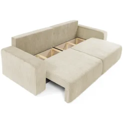 Divano letto matrimoniale 3 posti 248x90cm velluto a coste beige Slurp