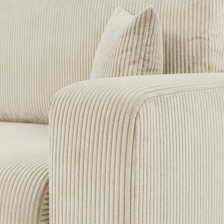 Divano letto matrimoniale 3 posti 248x90cm velluto a coste beige Slurp