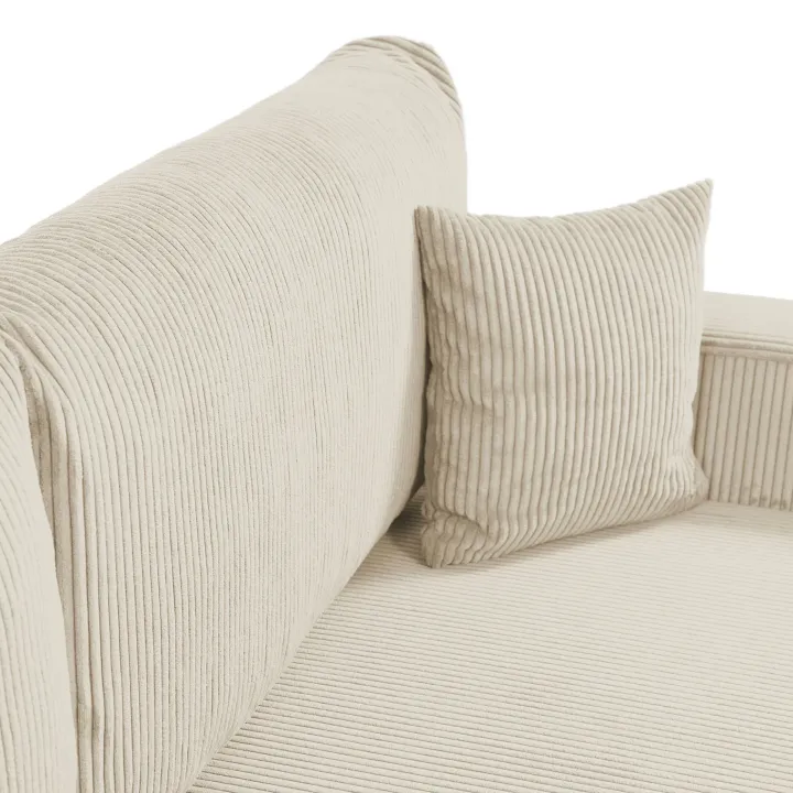 Divano letto matrimoniale 3 posti 248x90cm velluto a coste beige Slurp