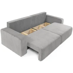 Divano letto matrimoniale 3 posti 248x90cm velluto a coste grigio Slurp