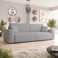 Divano letto matrimoniale 3 posti 248x90cm velluto a coste grigio Slurp
