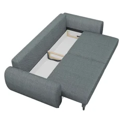 Divano letto matrimoniale 3 posti 251x95cm tessuto grigio scuro Pluffy