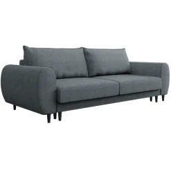 Divano letto matrimoniale 3 posti 251x95cm tessuto grigio scuro Pluffy