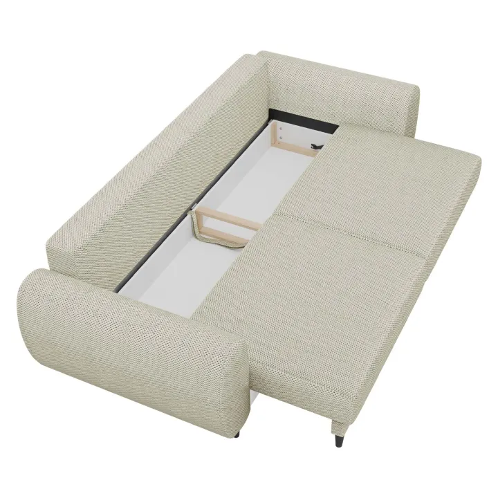 Divano letto matrimoniale 3 posti 251x95cm tessuto tortora Pluffy