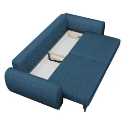 Divano letto matrimoniale 3 posti 251x95cm tessuto blu Pluffy