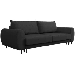 Divano letto matrimoniale 3 posti 251x95cm tessuto grigio antracite Pluffy