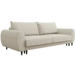 Divano letto matrimoniale 3 posti 251x95cm tessuto beige Pluffy