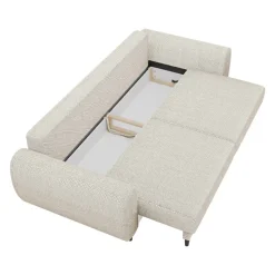 Divano letto matrimoniale 3 posti 251x95cm tessuto beige Pluffy