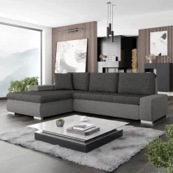 Divano letto matrimoniale reversibile 3 posti 265cm grigio chiaro e scuro Bette