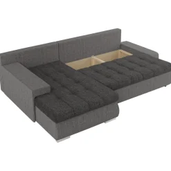 Divano letto matrimoniale reversibile 3 posti 265cm grigio chiaro e scuro Bette