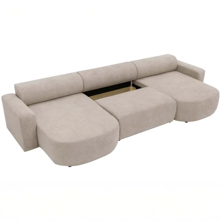 Divano letto panoramico 5 posti 354x150 cm beige cashmere Noum