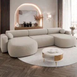 Divano letto panoramico 5 posti 354x150 cm beige cashmere Noum