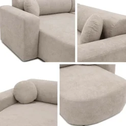 Divano letto panoramico 5 posti 354x150 cm beige cashmere Noum