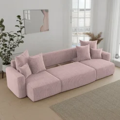 Divano letto panoramico 312x142cm velluto a coste rosa antico Scintilla
