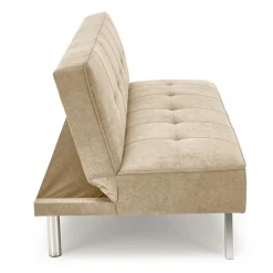 Divano letto pieghevole 173x83cm 3 posti moderno in tessuto beige Veliero
