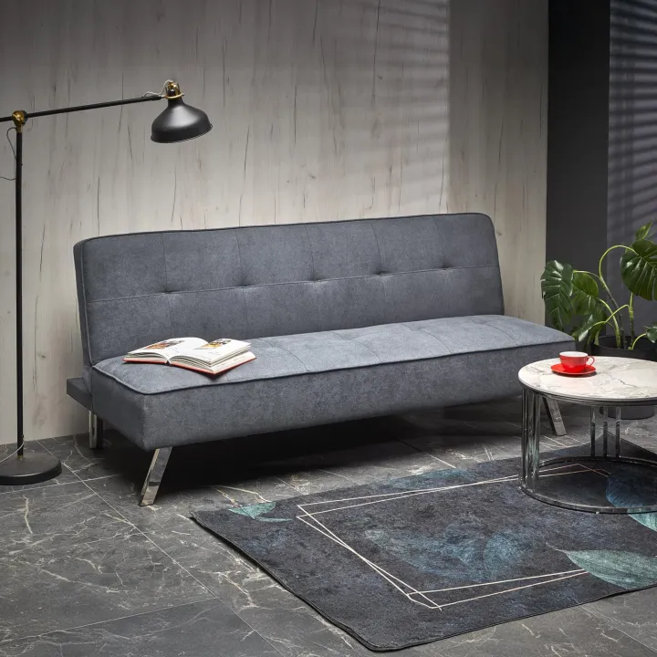 Divano letto pieghevole 173x83cm 3 posti moderno in tessuto grigio Veliero