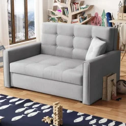 Divano letto 2 posti 133cm imbottito in tessuto grigio Isidore