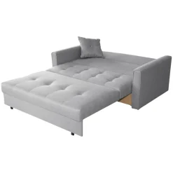 Divano letto 2 posti 133cm imbottito in tessuto grigio Isidore