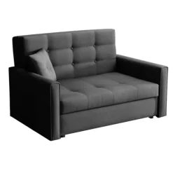 Divano letto 2 posti 133cm imbottito in tessuto antracite Isidore