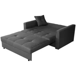 Divano letto 2 posti 133cm imbottito in tessuto antracite Isidore