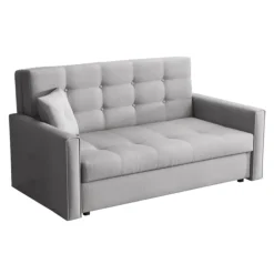 Divano letto 3 posti 153cm imbottito in tessuto grigio Isidore