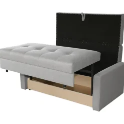 Divano letto 3 posti 153cm imbottito in tessuto grigio Isidore