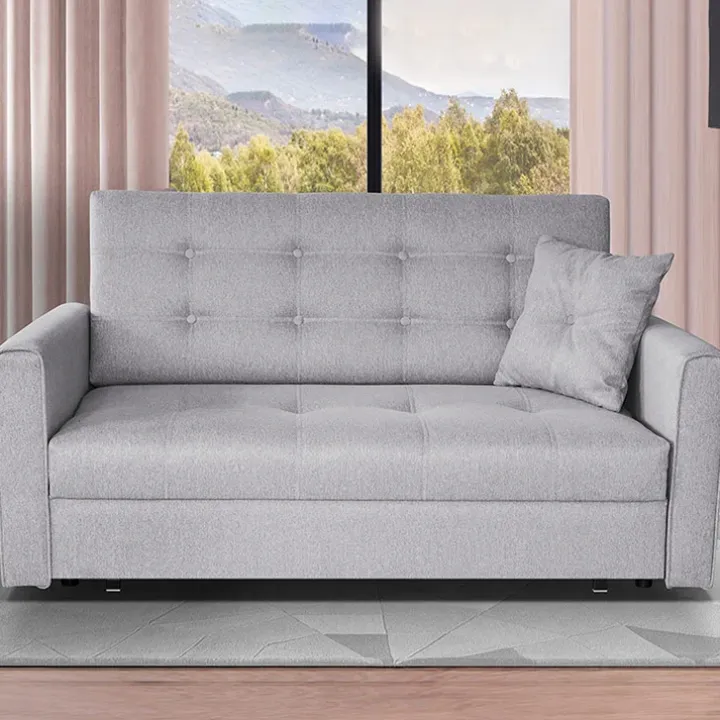 Divano letto 3 posti 153cm imbottito in tessuto grigio Isidore