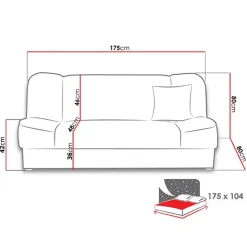 Divano letto 2 posti 182cm pieghevole senza braccioli beige Rollo