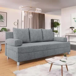 Divano letto 3 posti 192cm pieghevole matrimoniale grigio chiaro Titus