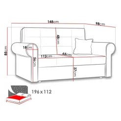 Divano letto 2 posti imbottito in tessuto matrimoniale 148cm beige Jamar