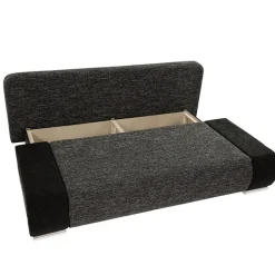 Divano letto 3 posti imbottito 200cm nero grigio scuro Barney