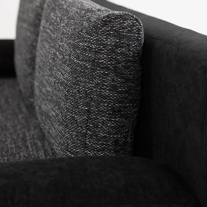 Divano letto 3 posti imbottito 200cm nero grigio scuro Barney