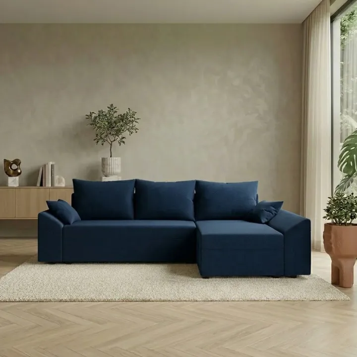 Divano letto 3 posti reversibile 240x140cm matrimoniale angolare blu Appia