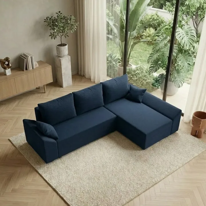 Divano letto 3 posti reversibile 240x140cm matrimoniale angolare blu Appia